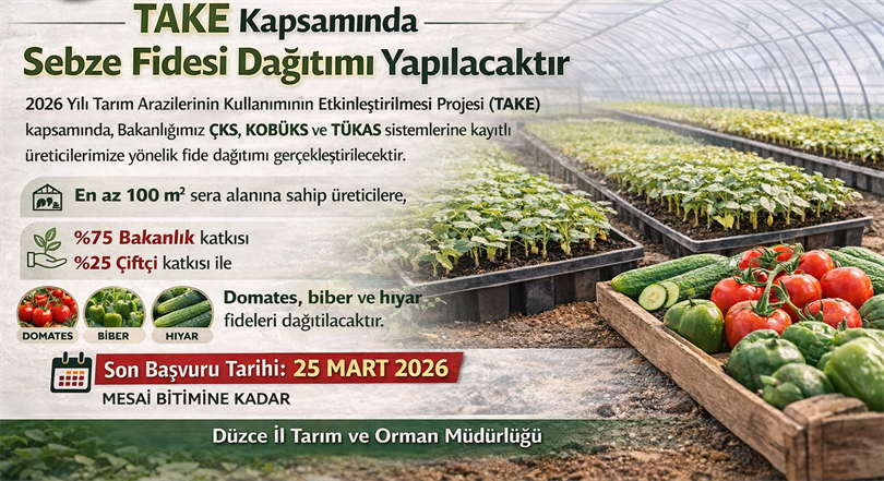 ​TAKE Kapsamında Sebze Fidesi Dağıtımı Yapılacaktır